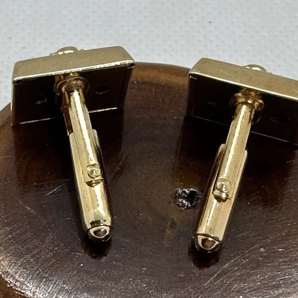 Vintage Anson BPOE Elks Lodge Cufflinks Gold Tone Black Enamel Fraternal